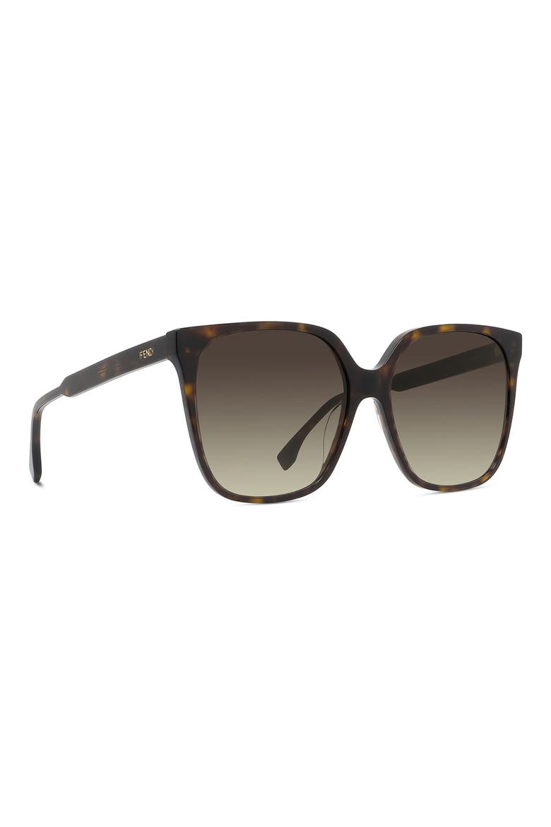 'Fendi Fine 59mm Geometric Sunglasses, Alternate, color, DARK HAVANA / GRADIENT BROWN