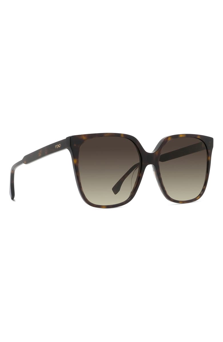 Fendi 'Fendi Fine 59mm Geometric Sunglasses, Alternate, color, Dark Havana / Gradient Brown