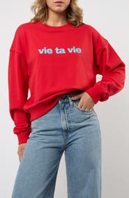 Viens Avec Moi Vie Ta Vie Cotton Graphic Sweatshirt