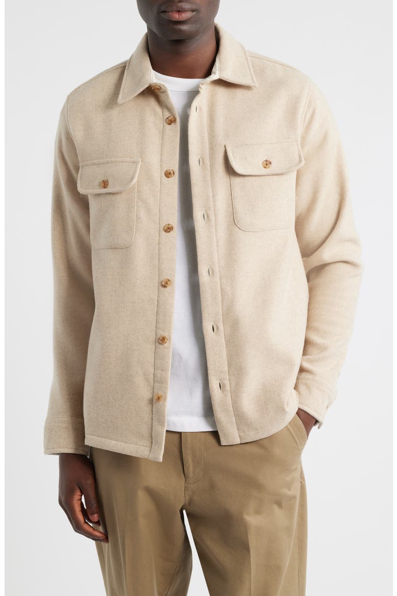 Lomond Wool Blend Melton Button-Up Overshirt, Main, color, NATURAL
