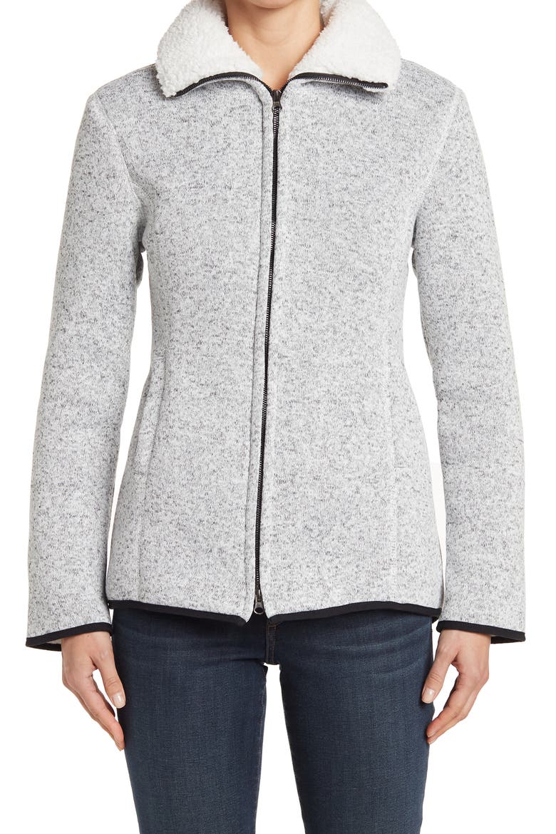 Ookie and LaLa Faux Shearling Lined Sweater Jacket, Alternate, color, HEATHER GREY
