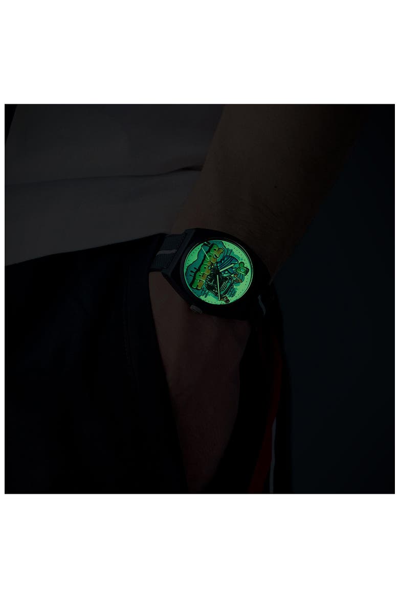 AO Street Project 2 Graphic Dial Resin Strap Watch, 38mm, Alternate, color, BLACK