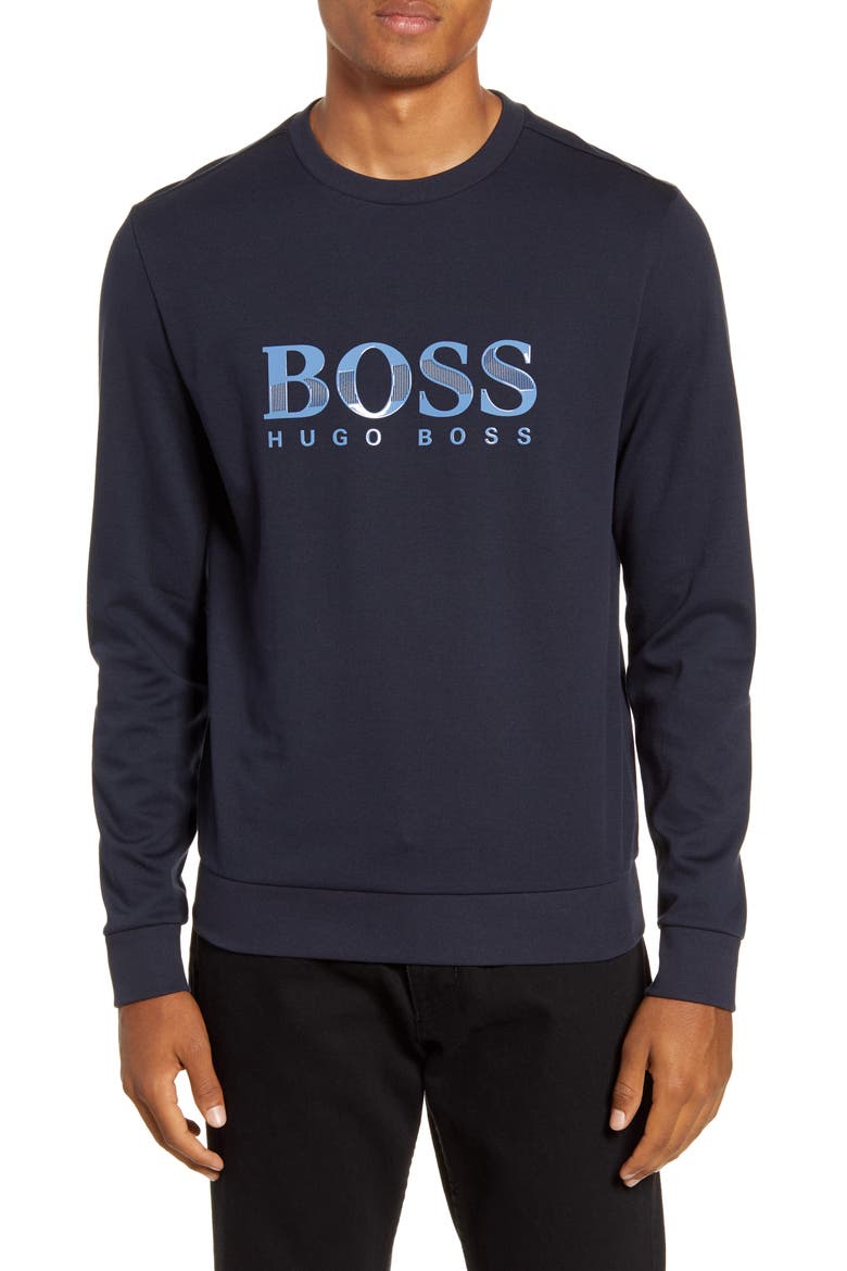 Cotton Blend Crewneck Sweatshirt, Main, color, NAVY