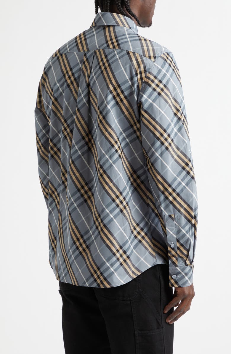 Burberry Robert Regular Fit Check Cotton Poplin Button-Up Shirt, Alternate, color, Wave Blue Ip Check