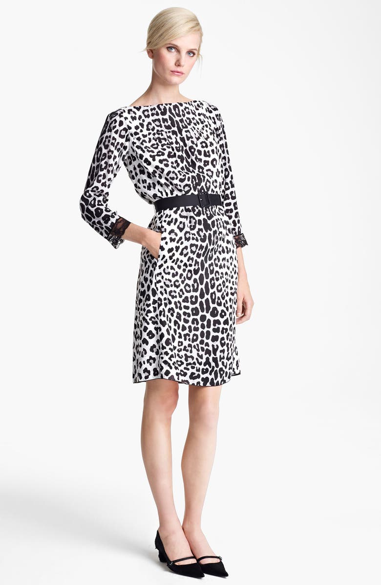 Marc Jacobs Belted Leopard Print Techno Dress, Main, color, 