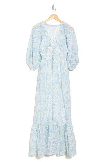 WISHLIST WISHLIST FLORAL BALLOON SLEEVE EMPIRE WAIST MAXI DRESS