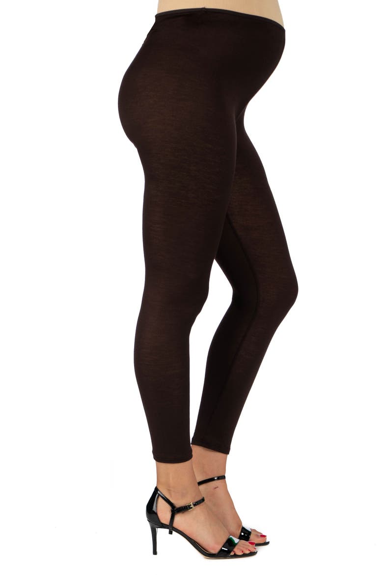 Maternity Stretch Ankle Length Leggings, Alternate, color, Brown