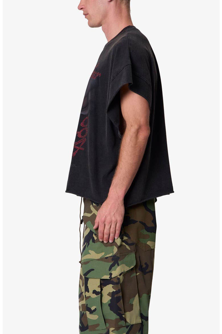 Skull Distressed Graphic Cutoff T-Shirt, Alternate, color, WASHED BLACK
