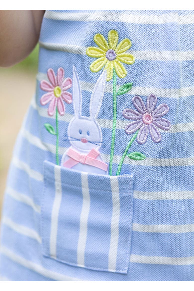 Stripe Knit Dress With Bunny & Flowers, Alternate, color, Light Blue / White
