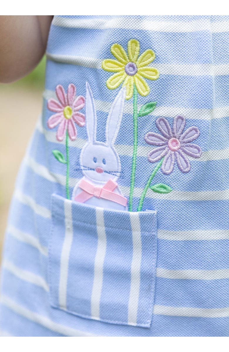 Florence Eiseman Stripe Knit Dress With Bunny & Flowers, Alternate, color, Light Blue / White