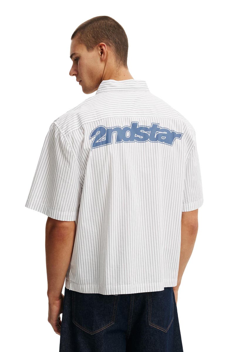 Cotton On Men's Alex Short Sleeve Shirt, Alternate, color, 2Ndstar White Stripe Print