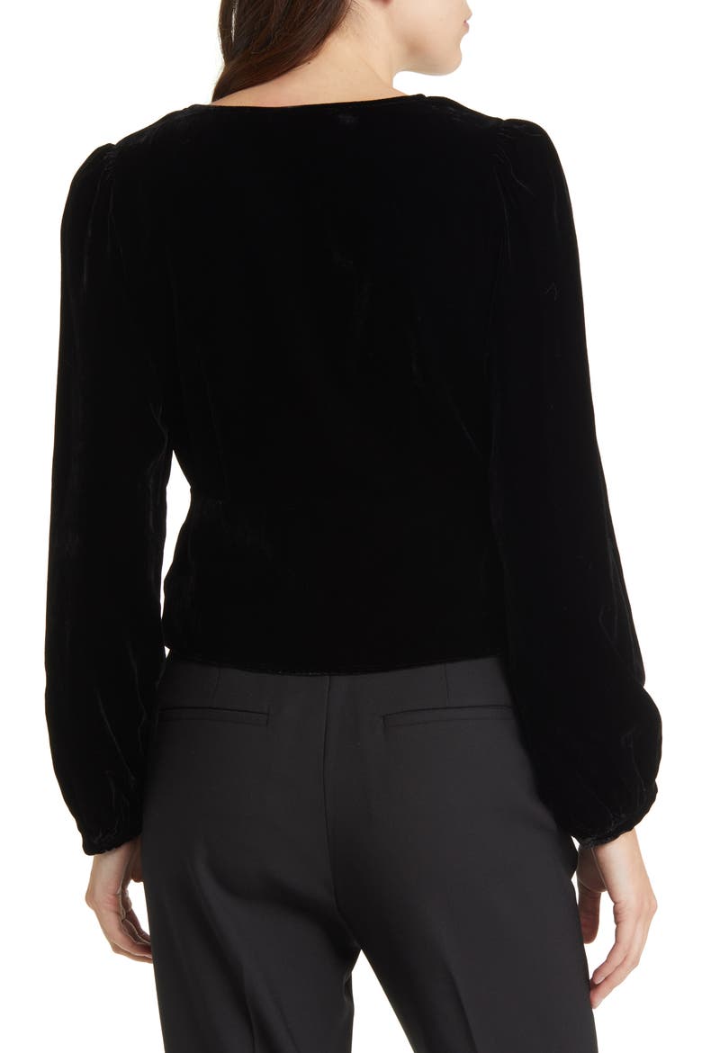 Velvet Button-Up Blouse, Alternate, color, BLACK