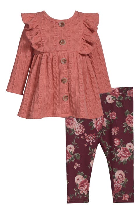 Pinafore Knit Top & Print Leggings Set (Baby)