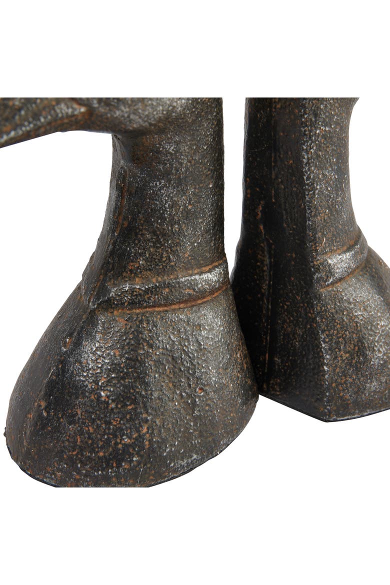 Decorative Distressed Cast Metal Duck Head Bookends, Black, Alternate, color, Brown