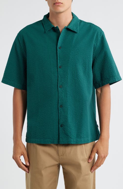 Wax London Keats Short Sleeve Button-Up Shirt in Forest Green 