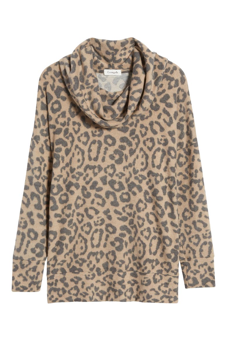 Cowl Neck Tunic, Alternate, color, CAMEL/ CHARCOAL