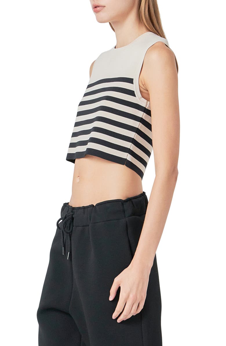 Grey Lab Stripe Crop Tank, Alternate, color, Beige/ Black