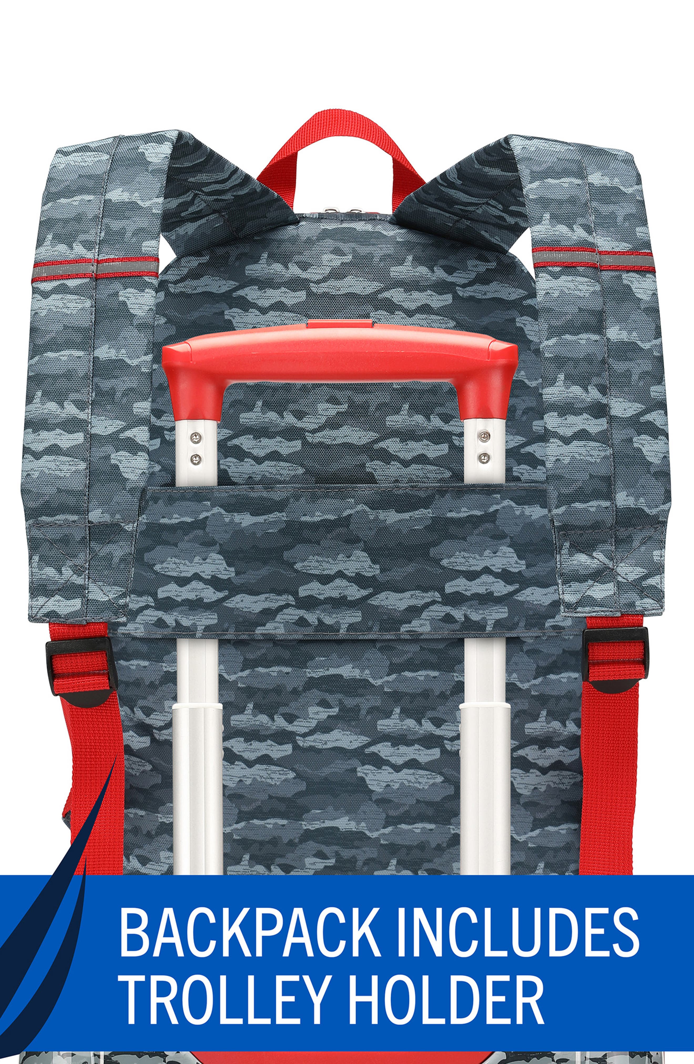 Nautica Airline Approved Carry On 5 Piece Luggage Set, Alternate, color, Shark Attack