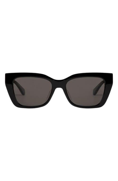 Mohala Eyewear Kai 55mm Low Bridge Wide Width Polarized Cat Eye Sunglasses In Black Lava/gray Lenses