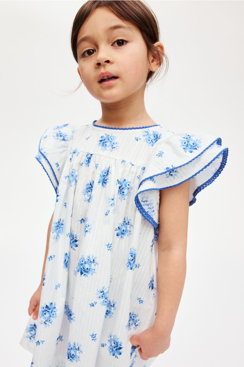 Cotton Seersucker Dress, Alternate, color, White/floral