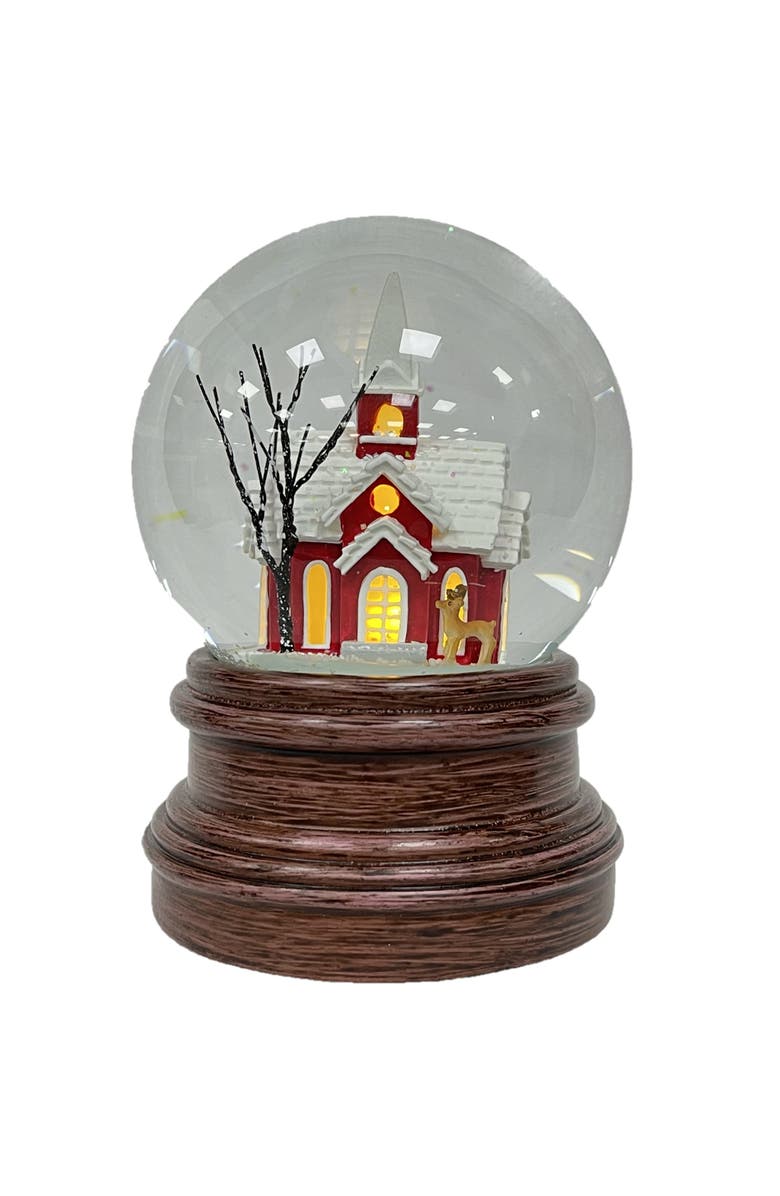 Ashfield & Harkness Sanctuary Church Decorative Snow Globe with Wind Up Music box, Main, color, Multicolored