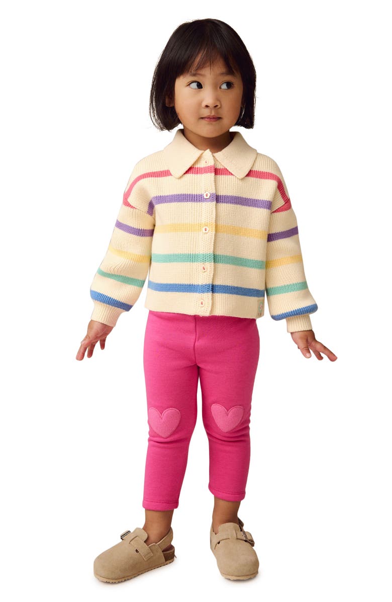 NEXT Kids' Rainbow Stripe Cotton Collared Cardigan, Alternate, color,