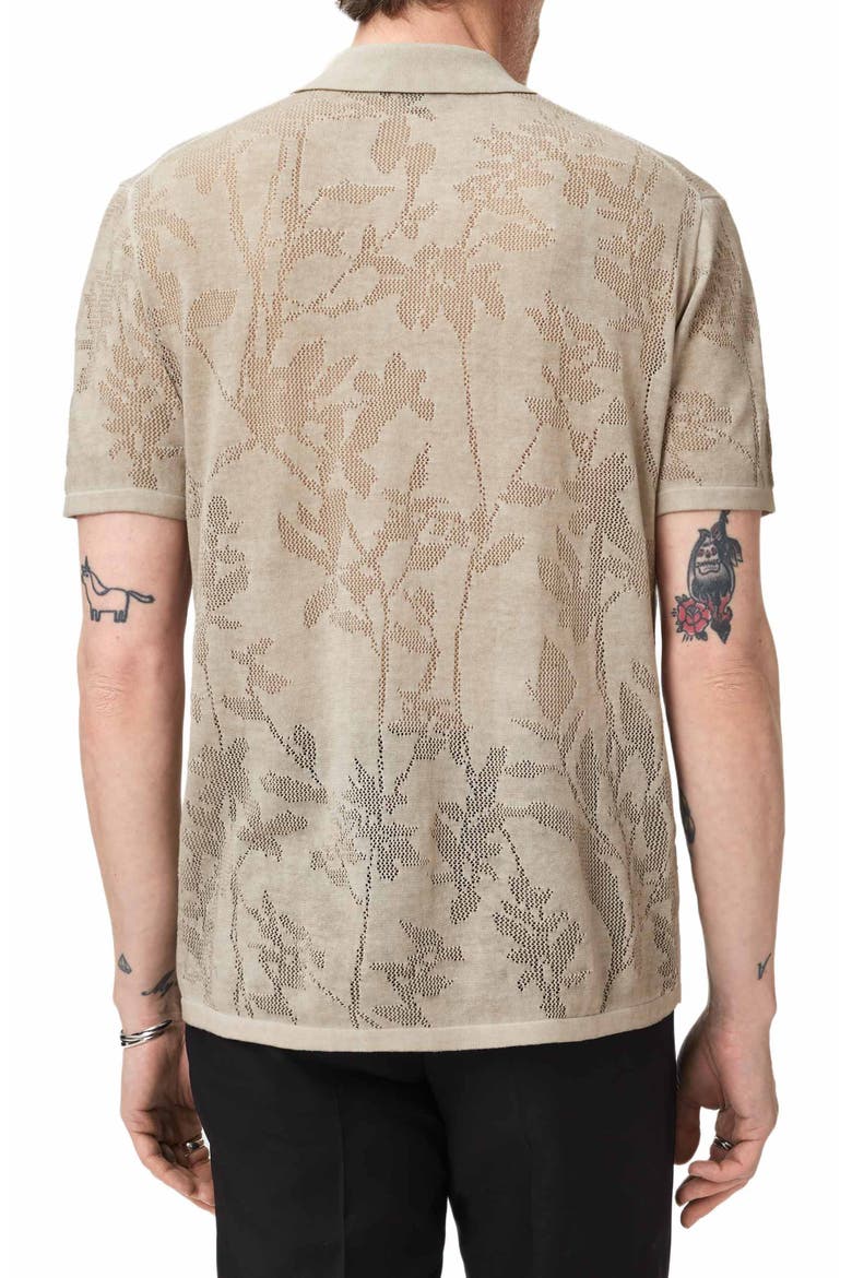 Miguel Pointelle Knit Camp Shirt, Alternate, color, ALMOND