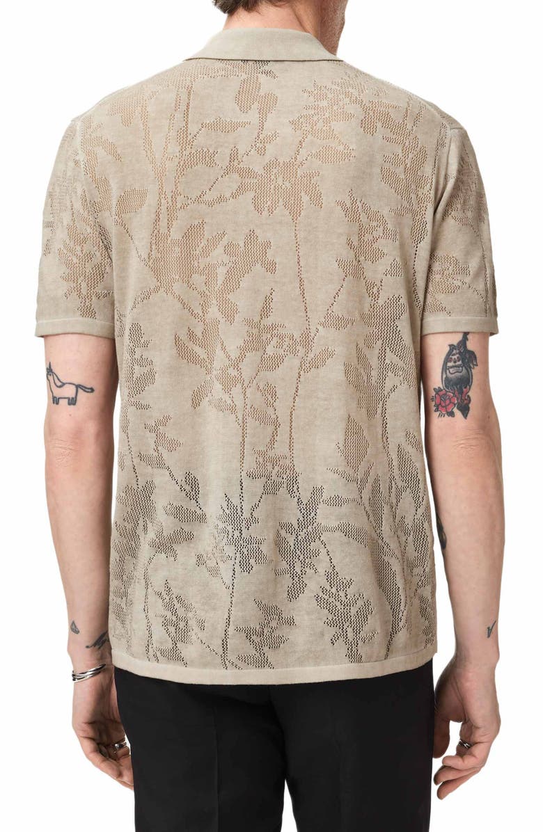 John Varvatos Miguel Pointelle Knit Camp Shirt, Alternate, color, Almond