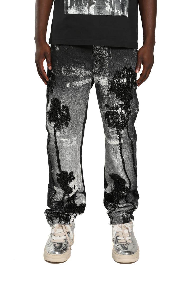 PURPLE BRAND Beaded Palm Jeans, Main, color, Black