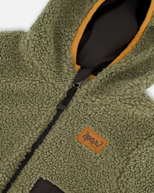 Deux Par Deux Kids Gender Inclusive Reversible Mid-season Jacket In Green