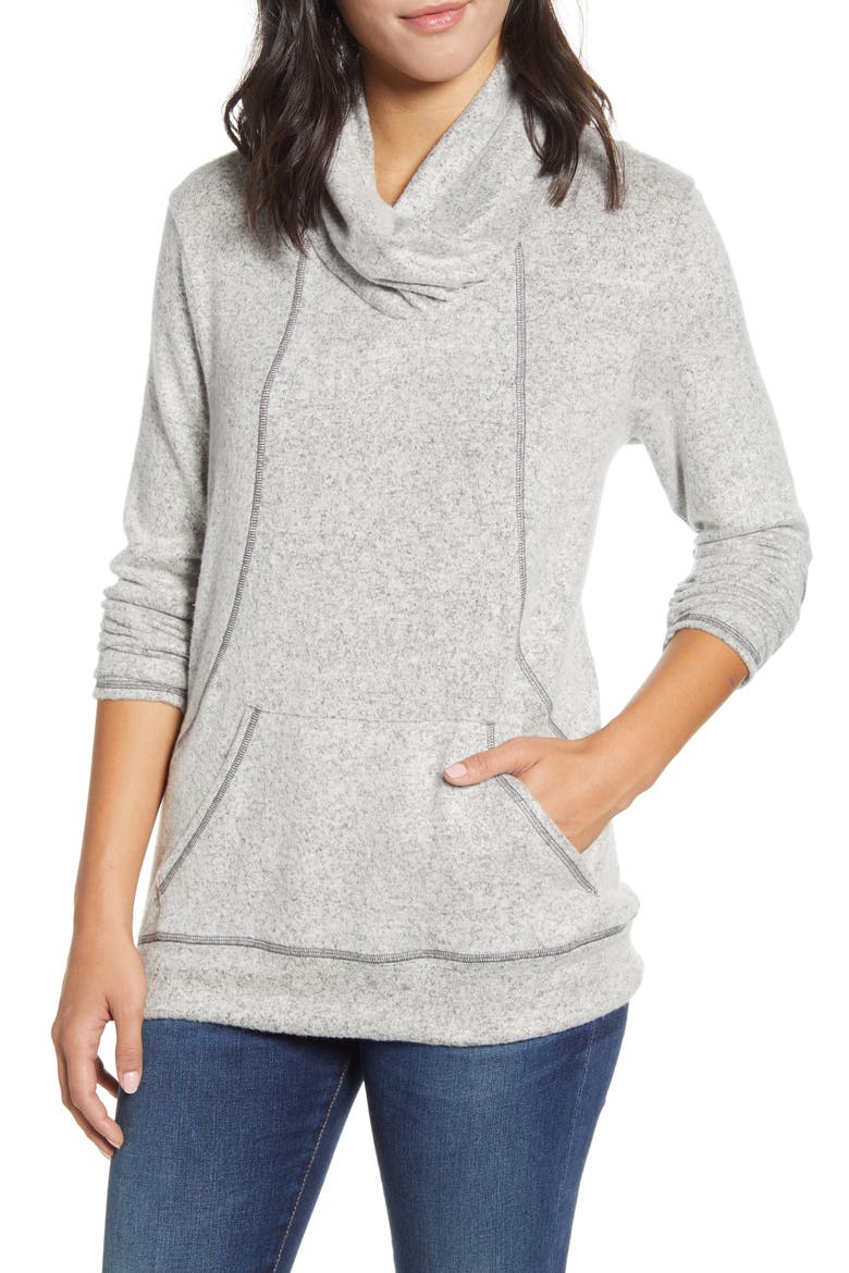 Cross Neck Seamed Pullover, Main, color, GREY