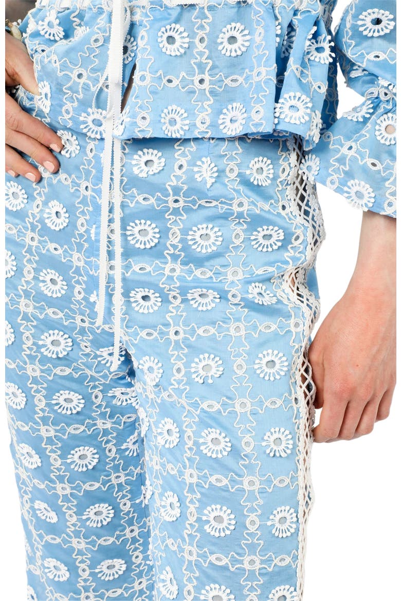 Lattice Lace Embroidery Capri Pants, Alternate, color, BABY BLUE