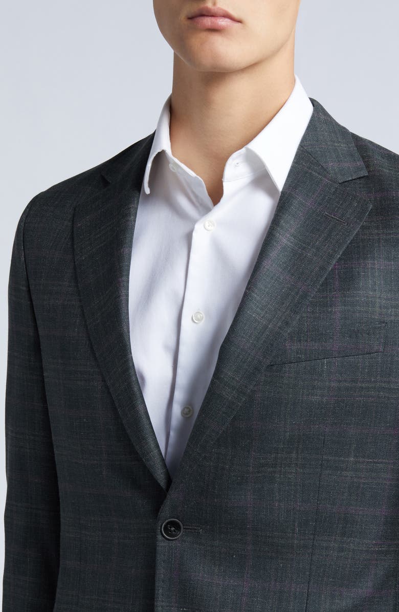 Peter Millar Tailored Fit Plaid Wool, Linen & Silk Blend Sport Coat, Alternate, color,