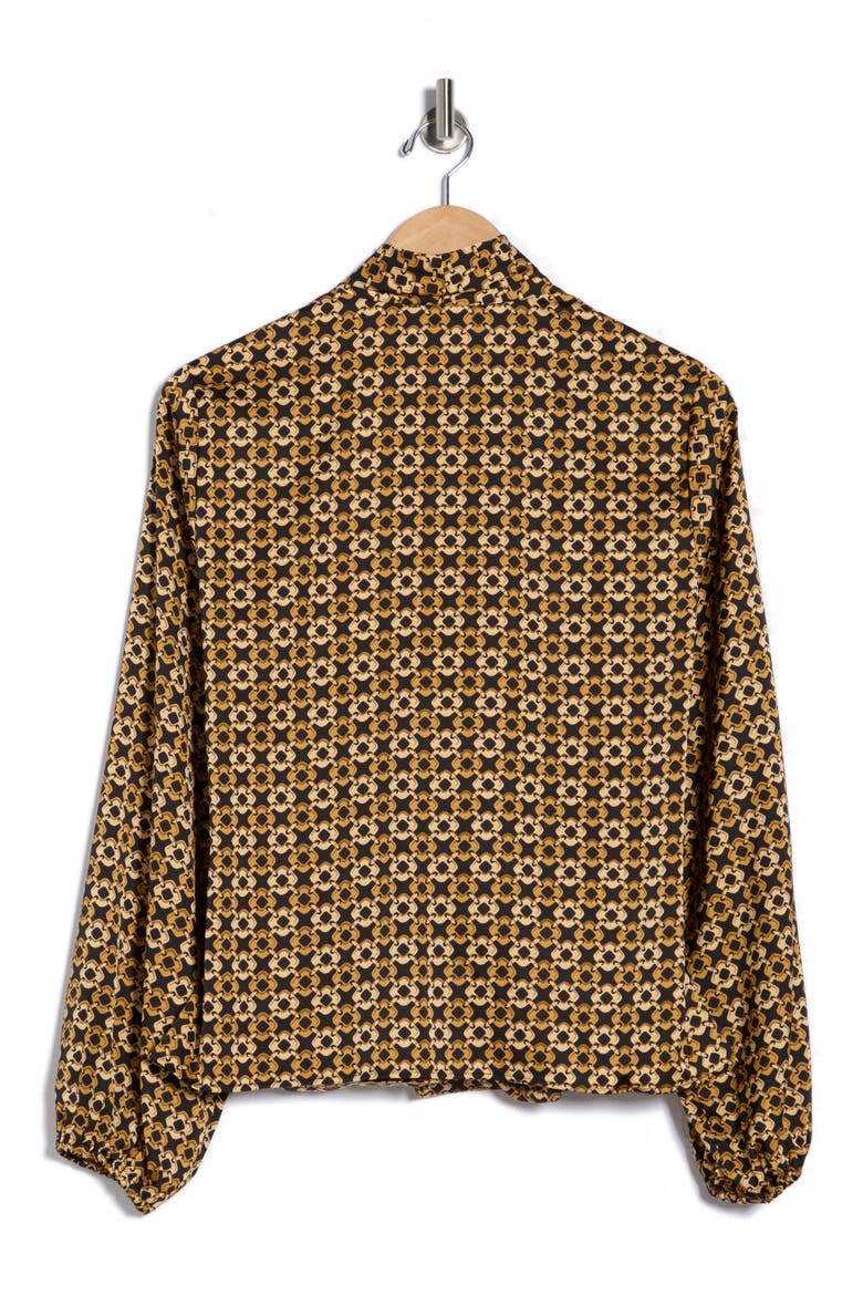 Long Sleeve Faux Wrap Top, Alternate, color, BLACK CHAIN PRINT