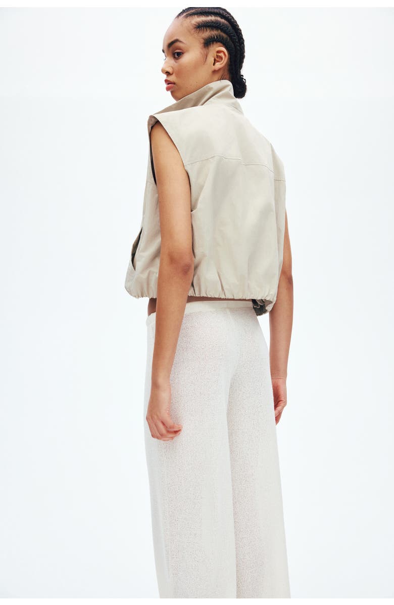 H&M Knitted Drawstring Trousers, Alternate, color, Cream