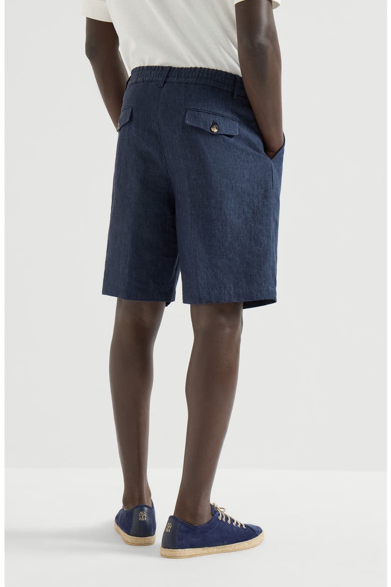 Délavé linen Bermuda shorts, Alternate, color, Azure