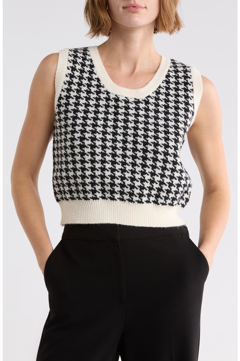 Houndstooth Cardigan Set, Alternate, color, IVORY/ BLACK