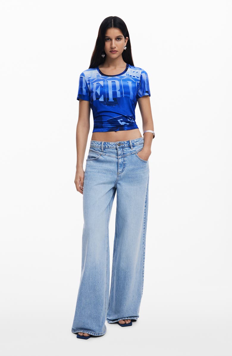 Desigual Low Rise Wide Leg Jeans, Alternate, color, Blue