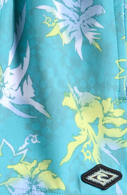 Rip Curl Kids' Mason Floral Volley Swim Trunks In Blue Lagoon