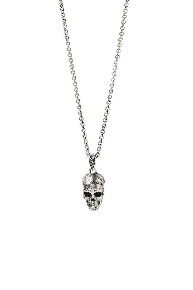 Distressed Skull Pendant Necklace, Main, color, SILVER