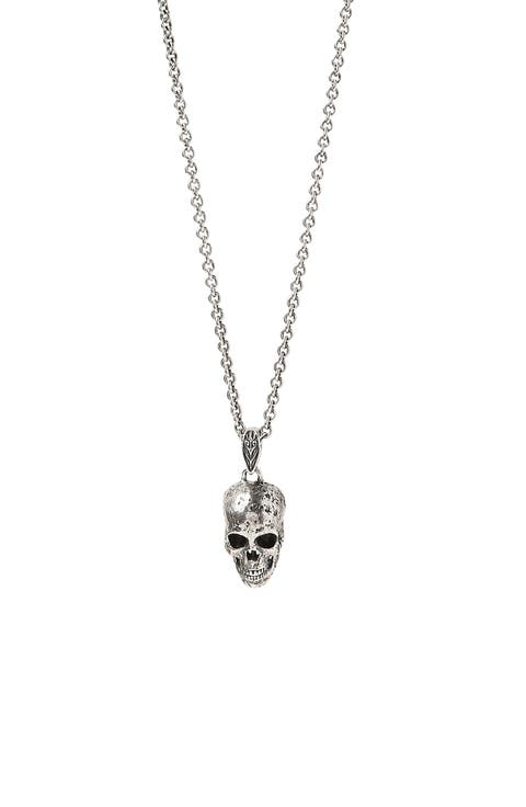Distressed Skull Pendant Necklace