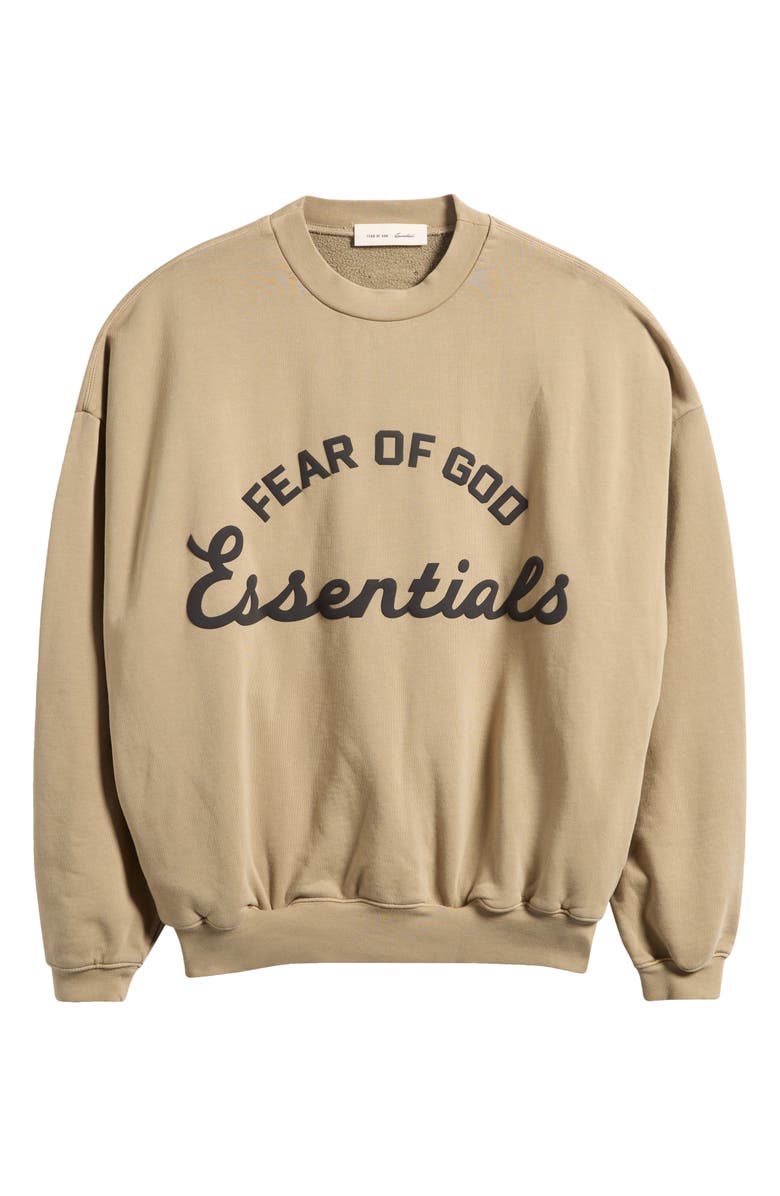 Fear of God Essentials '90s Fit Training Logo Crewneck Sweatshirt, Alternate, color, Faded Dune
