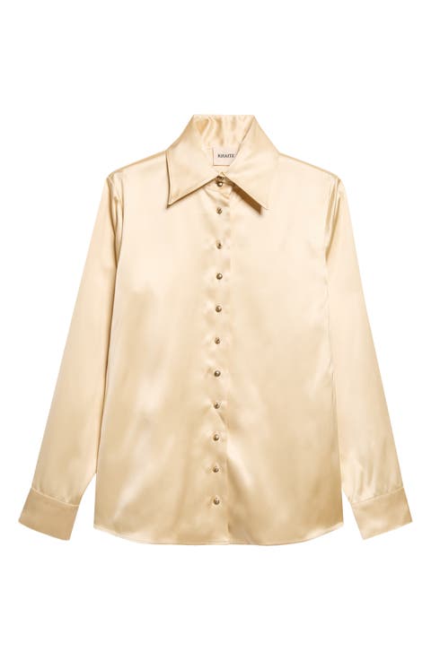 Ivy Satin Button-Up Shirt
