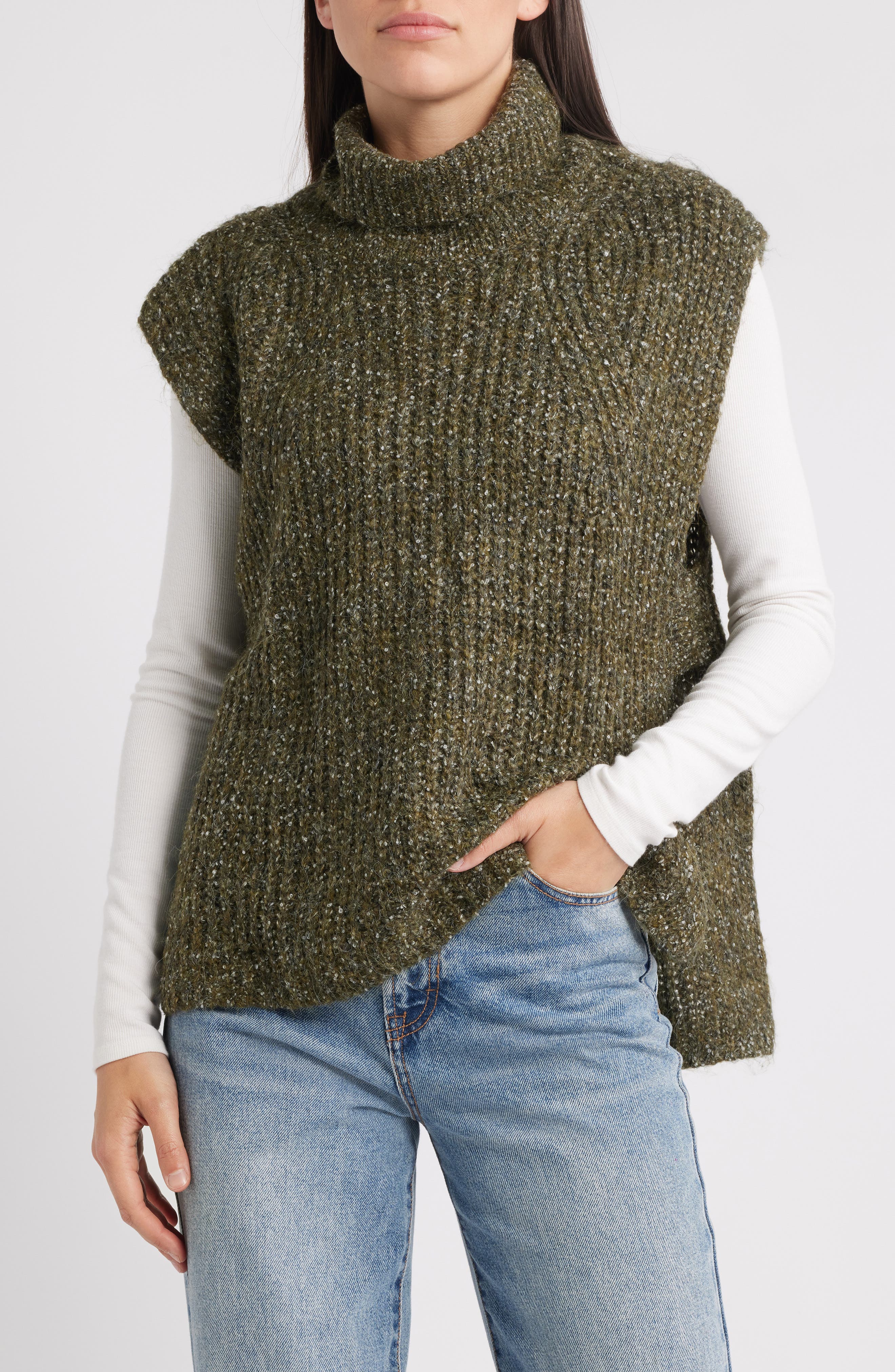 Wit & Wisdom Turtleneck High Low Sweater Vest