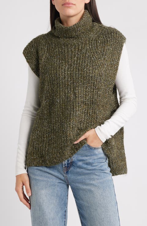 Turtleneck High Low Sweater Vest