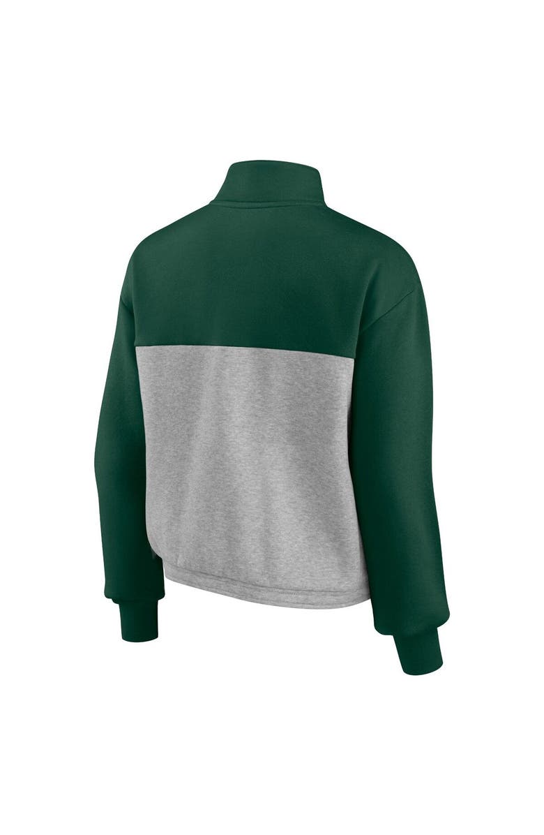 FANATICS Women's Fanatics Branded Green/Heathered Gray Miami Hurricanes Sideline to Sideline Colorblock Quarter-Zip Jacket, Alternate, color, Green