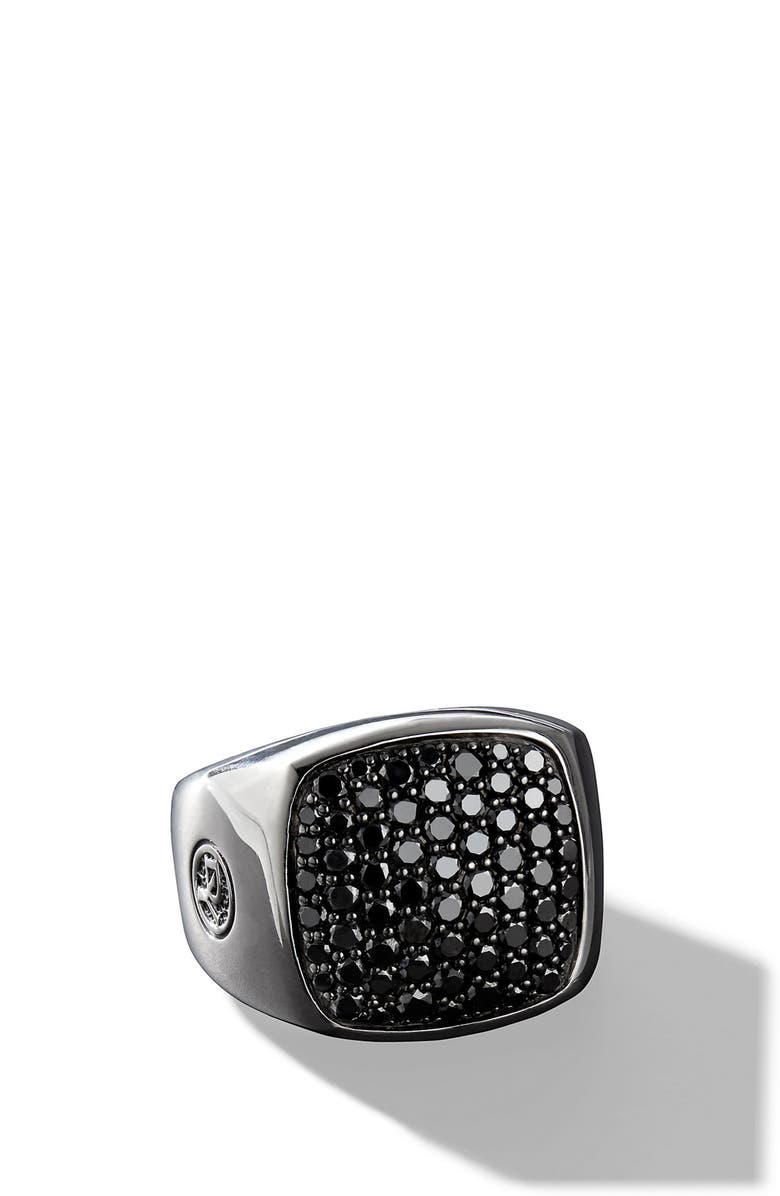 David Yurman Pavé Black Diamond Signet Ring, Main, color,