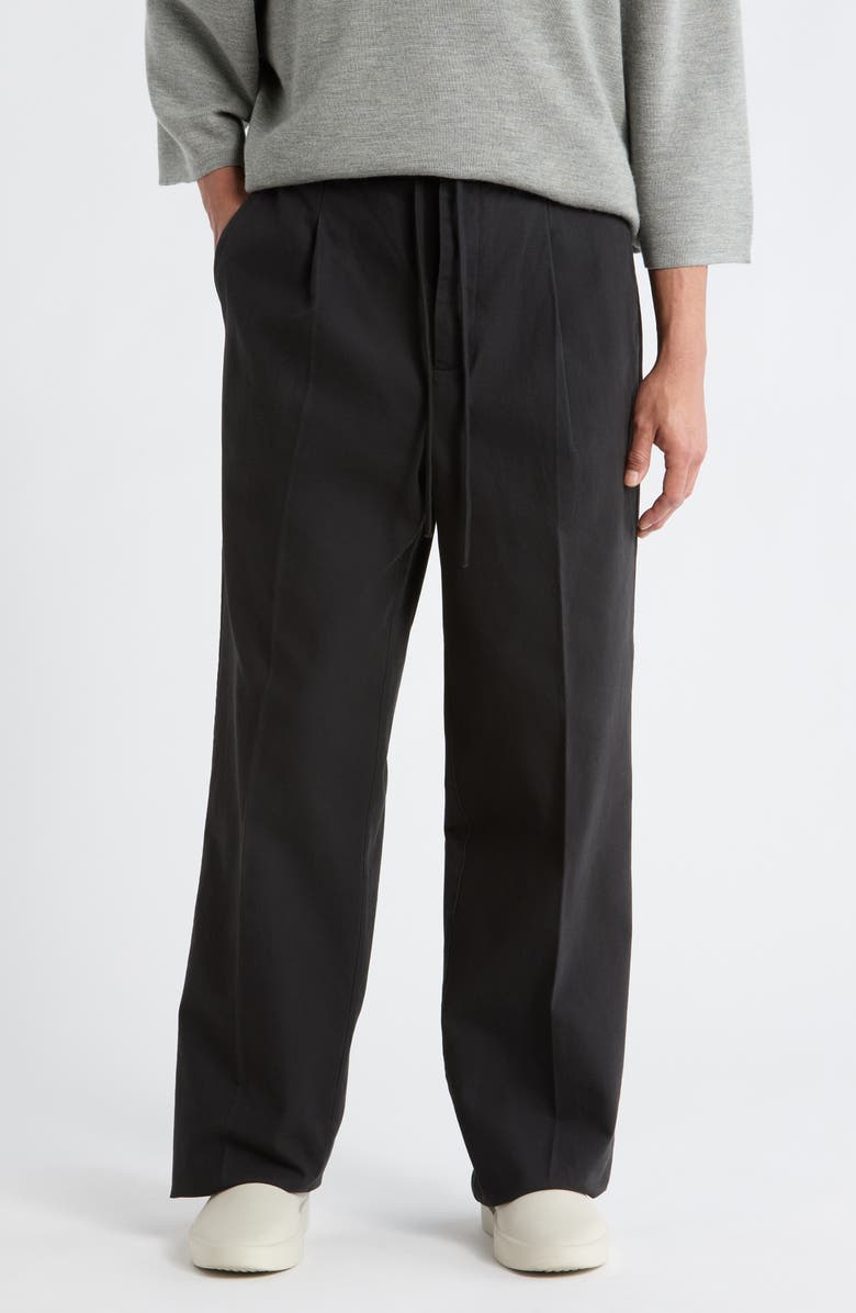 Fear of God Essentials Cotton Canvas Pleat Front Pants, Main, color,