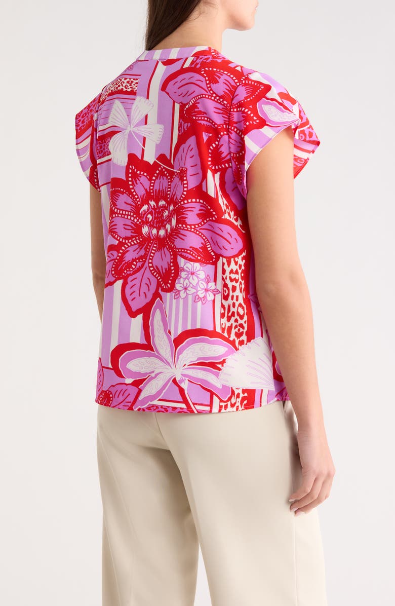 SUGARLIPS Barba Cass Tropical Flutter Sleeve Top, Alternate, color, Red-White