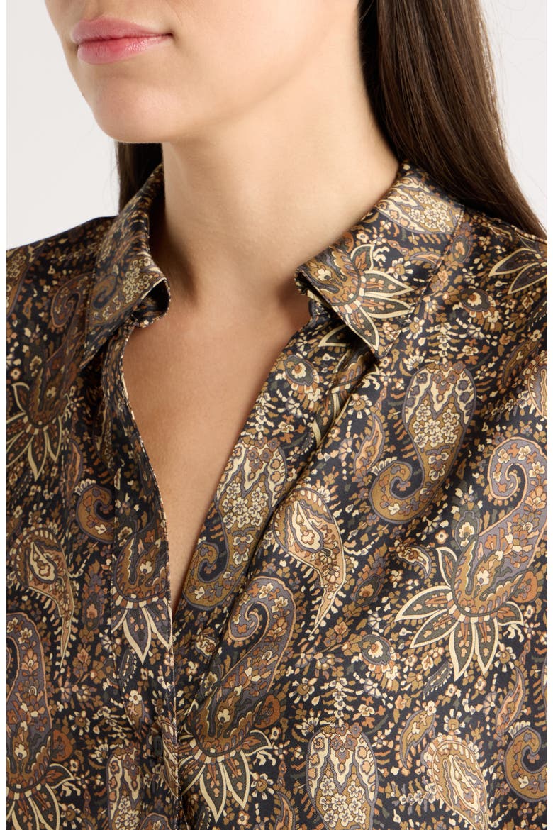 Paisley Long Sleeve Shirt, Alternate, color, BLACK